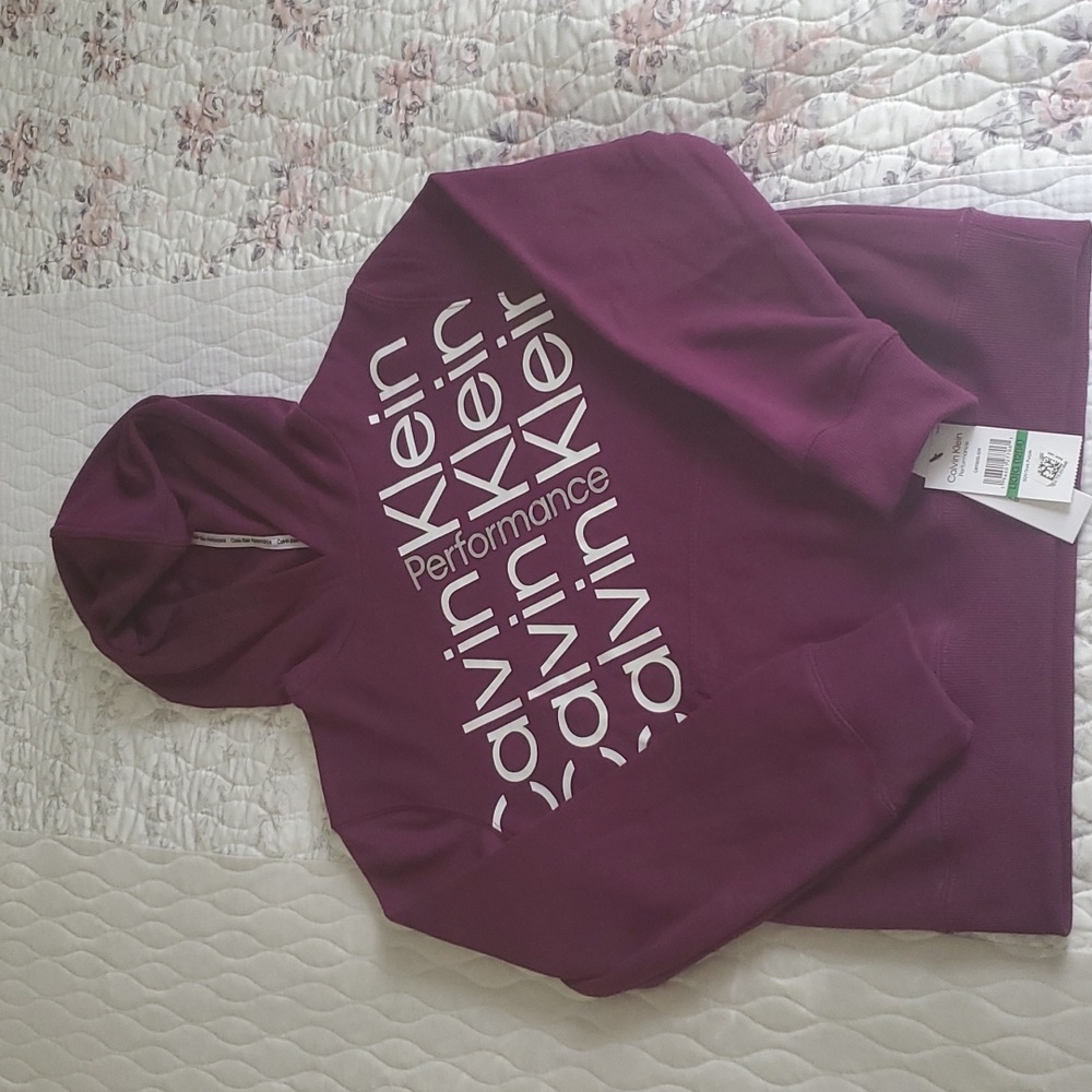 Calvin klein performance gils hoodi size L (12/14) eggplant color